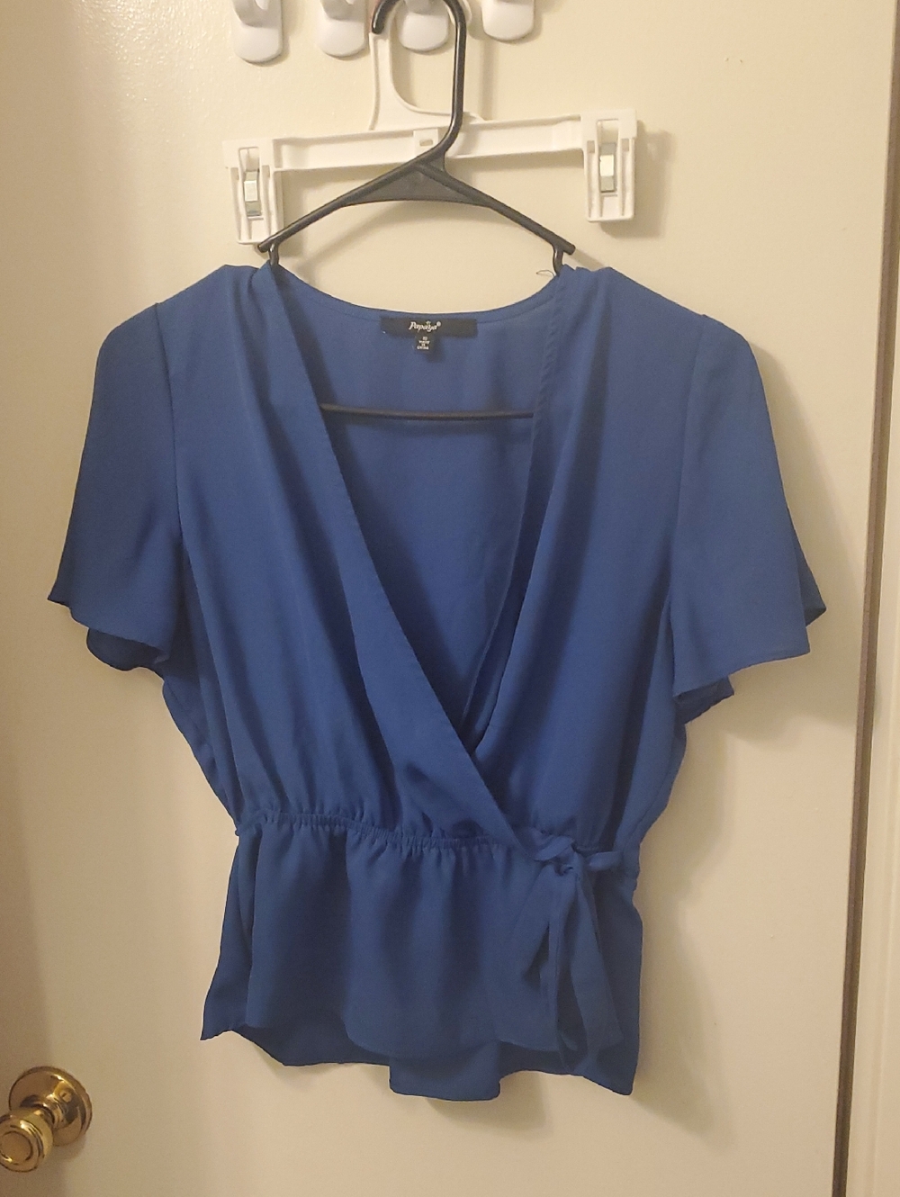 FREE W/ ANY PURCHASE Papaya Cobalt blue Wrap Peplum Blouse